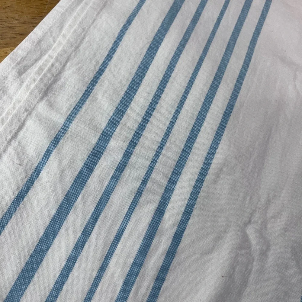 Williams Sonoma Blue White Striped Cotton Table Runner Tassel Fringe 100x19